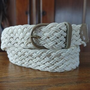 Braided Cream Belt with Brown Buckle (240) 25-30"